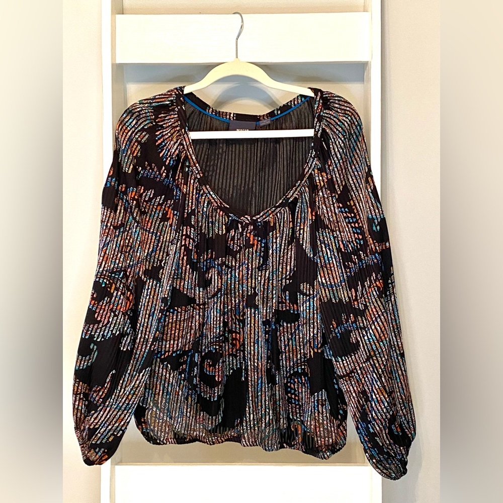 Maeve by Anthropologie Boho Madeira Satin Blouse